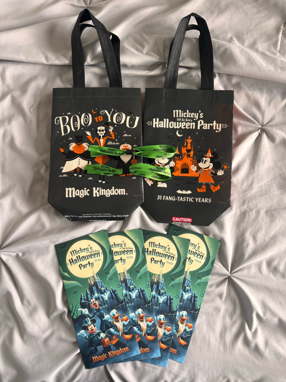 Disney Mickeys Not So Scary Halloween Party Wristbands, Tote Bags, Guide Maps